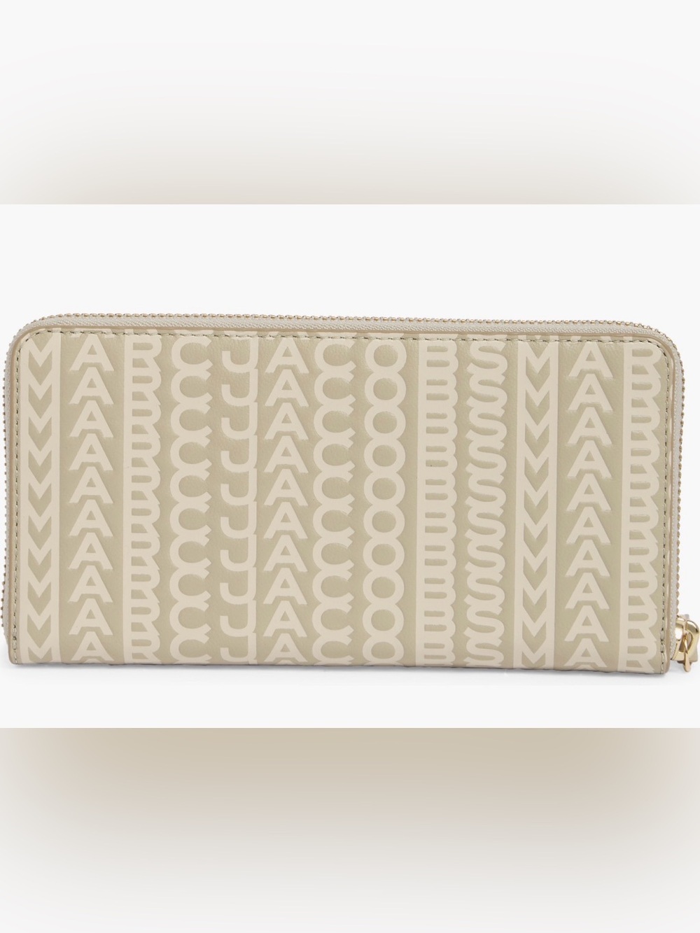 Marc Jacobs Continental Wallet Cream Leather Zip Card Holder